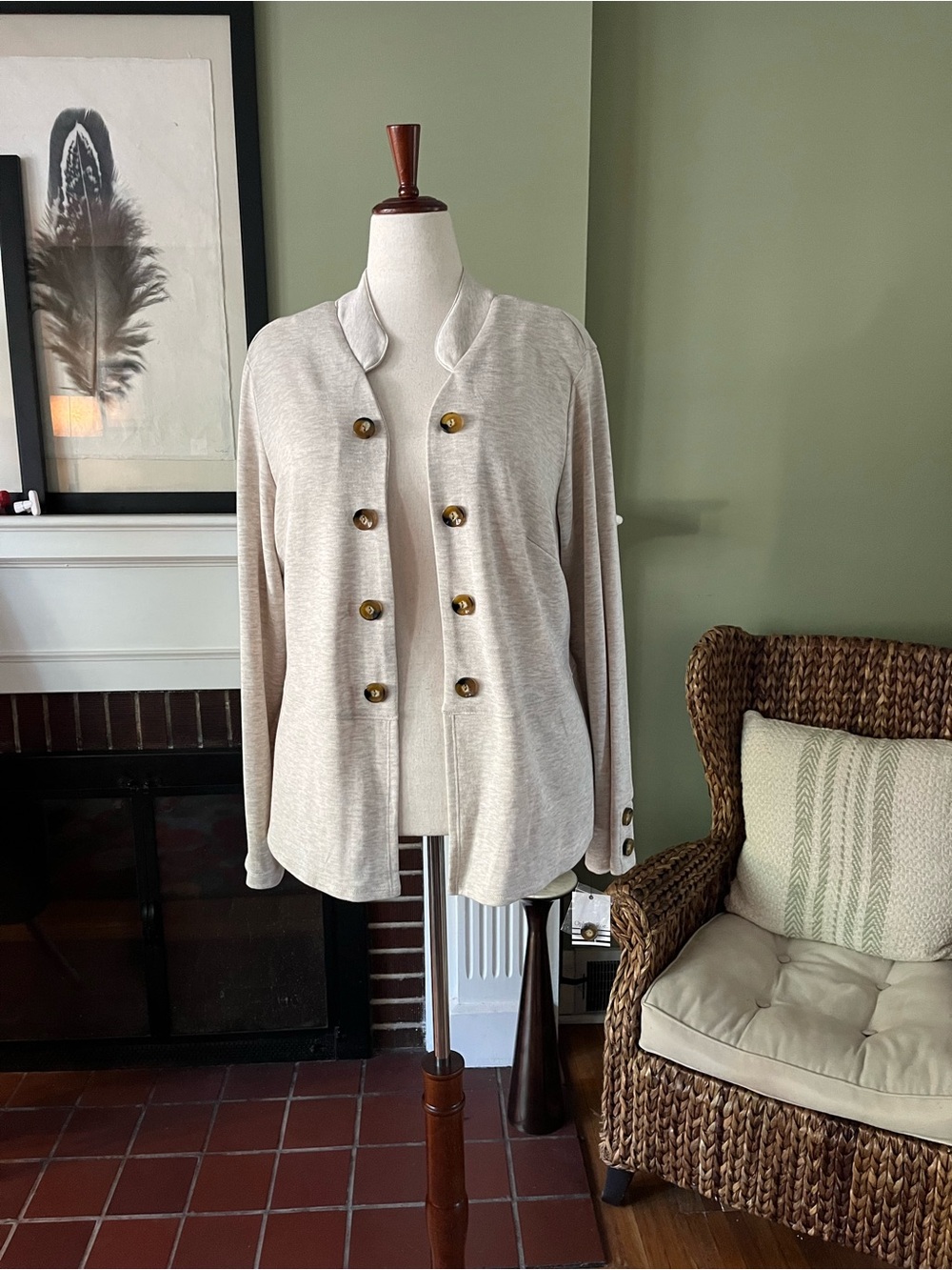 Oatmeal Military Button Cardigan | Peplum Back | NWT | 2X